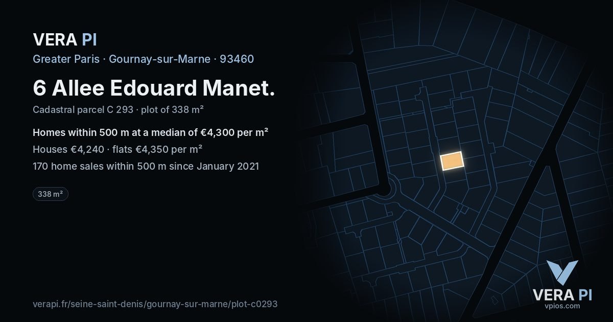 6 Allee Edouard Manet, Gournay-sur-Marne at night – the plot lit, the parcels around coloured by the prices near them