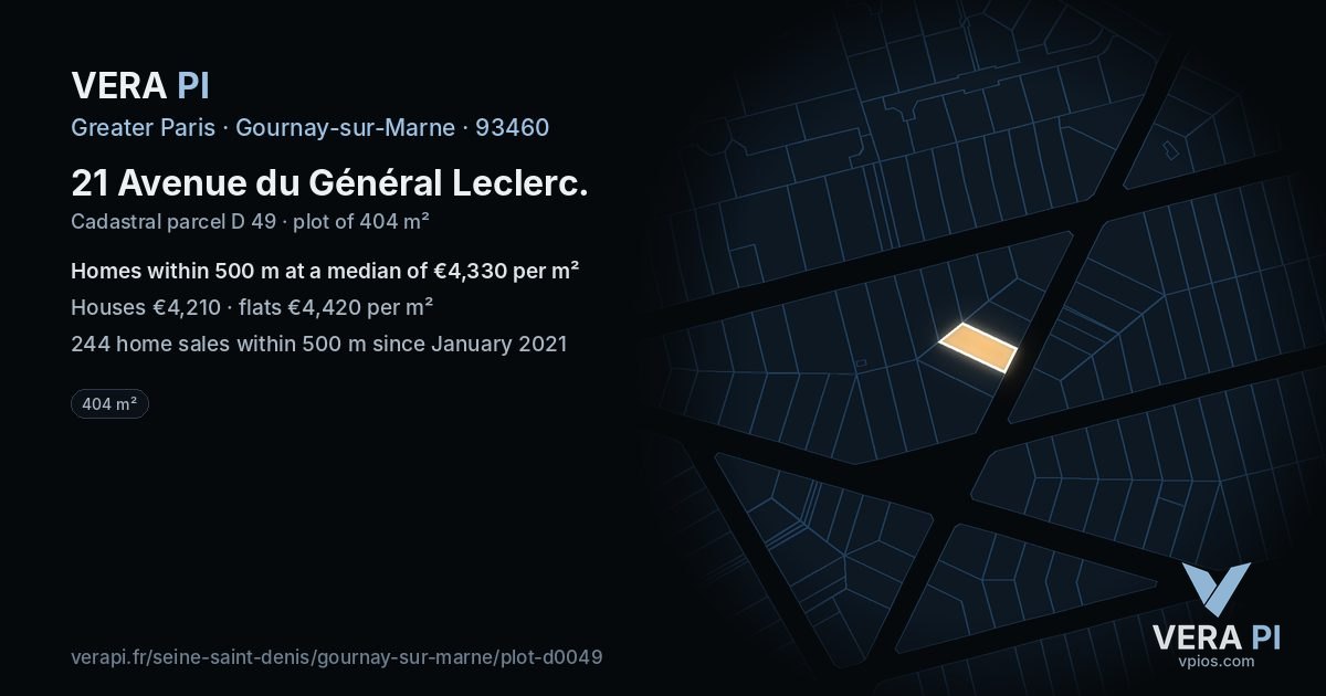21 Avenue du Général Leclerc, Gournay-sur-Marne at night – the plot lit, the parcels around coloured by the prices near them