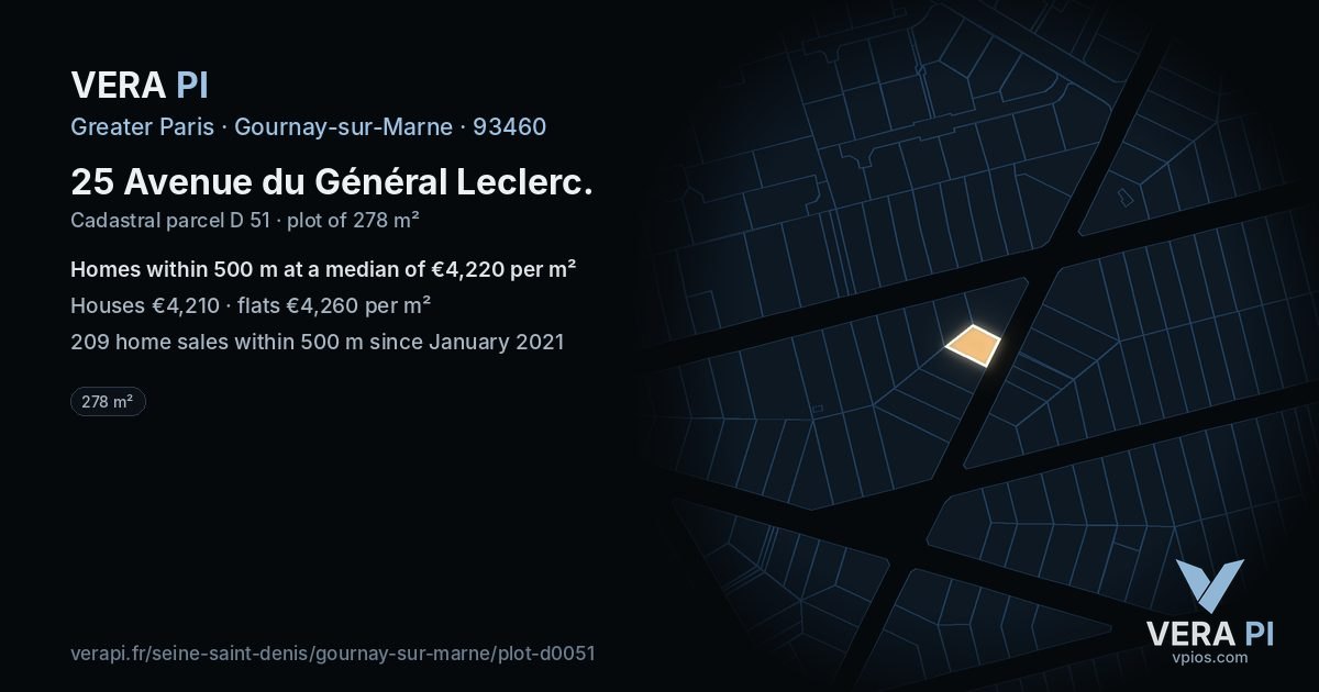 25 Avenue du Général Leclerc, Gournay-sur-Marne at night – the plot lit, the parcels around coloured by the prices near them