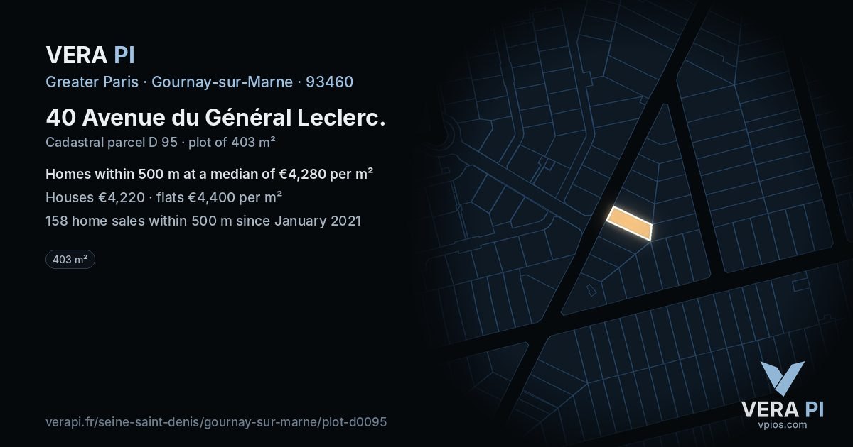 40 Avenue du Général Leclerc, Gournay-sur-Marne at night – the plot lit, the parcels around coloured by the prices near them
