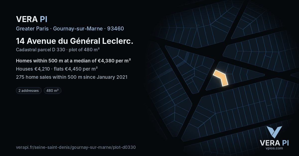 14 Avenue du Général Leclerc, Gournay-sur-Marne at night – the plot lit, the parcels around coloured by the prices near them