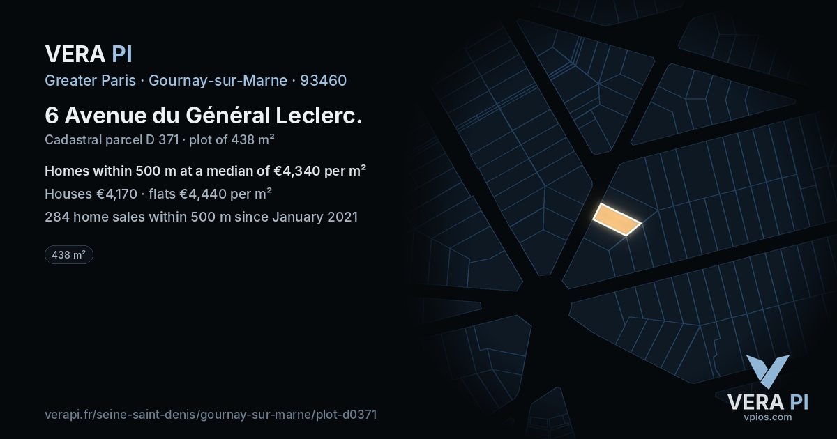 6 Avenue du Général Leclerc, Gournay-sur-Marne at night – the plot lit, the parcels around coloured by the prices near them