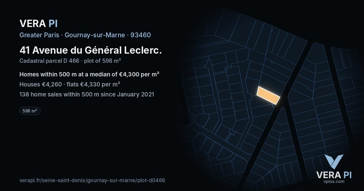 41 Avenue du Général Leclerc, Gournay-sur-Marne at night – the plot lit, the parcels around coloured by the prices near them