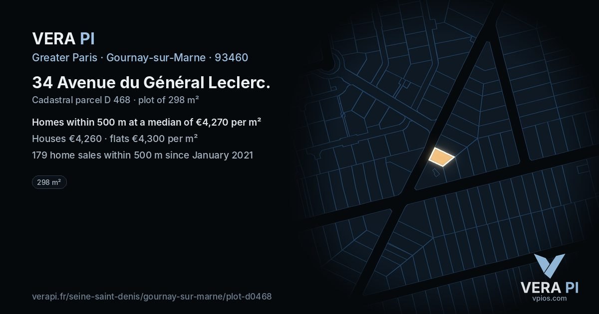 34 Avenue du Général Leclerc, Gournay-sur-Marne at night – the plot lit, the parcels around coloured by the prices near them