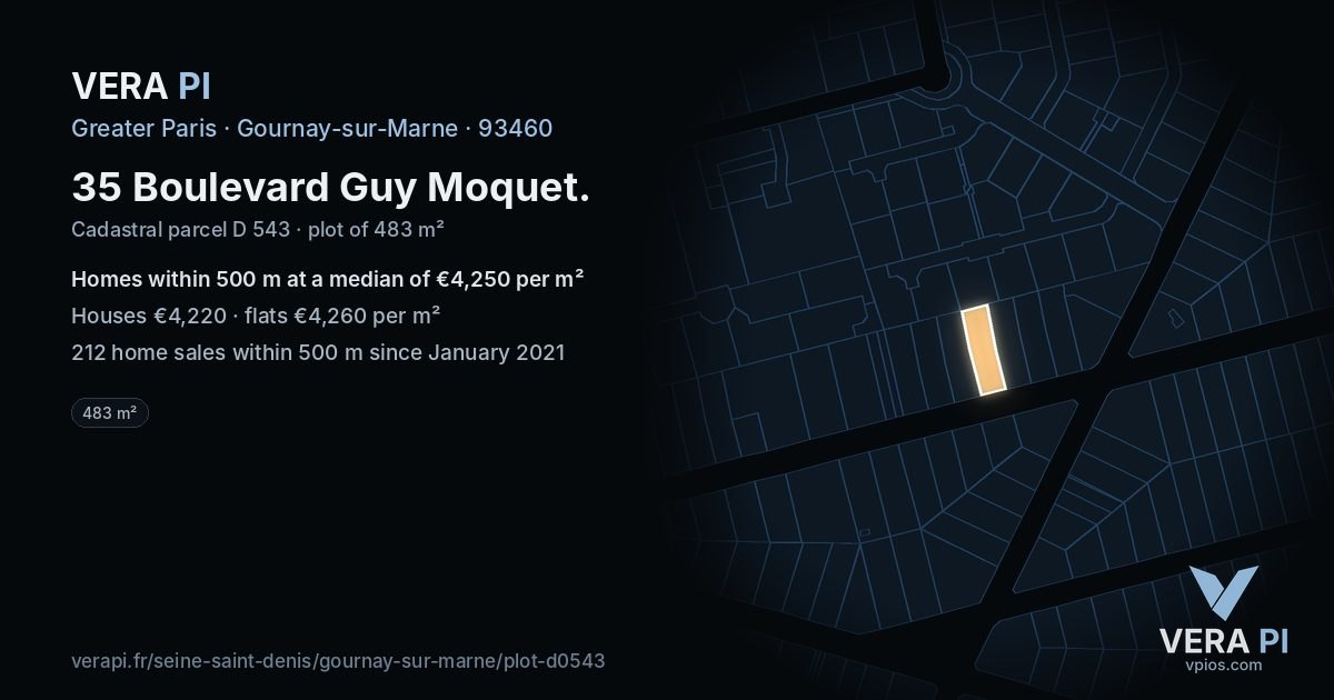 35 Boulevard Guy Moquet, Gournay-sur-Marne at night – the plot lit, the parcels around coloured by the prices near them