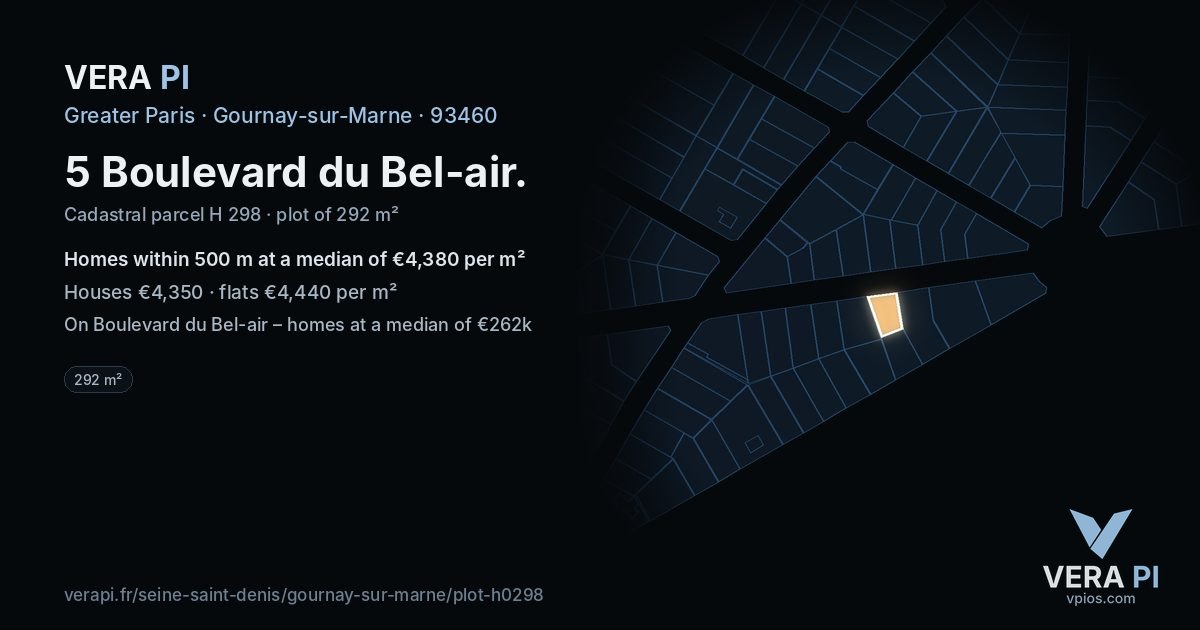5 Boulevard du Bel-air, Gournay-sur-Marne at night – the plot lit, the parcels around coloured by the prices near them