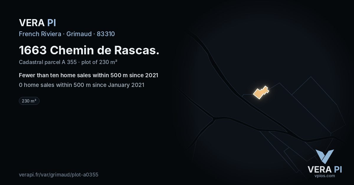 1663 Chemin de Rascas, Grimaud at night – the plot lit, the parcels around coloured by the prices near them