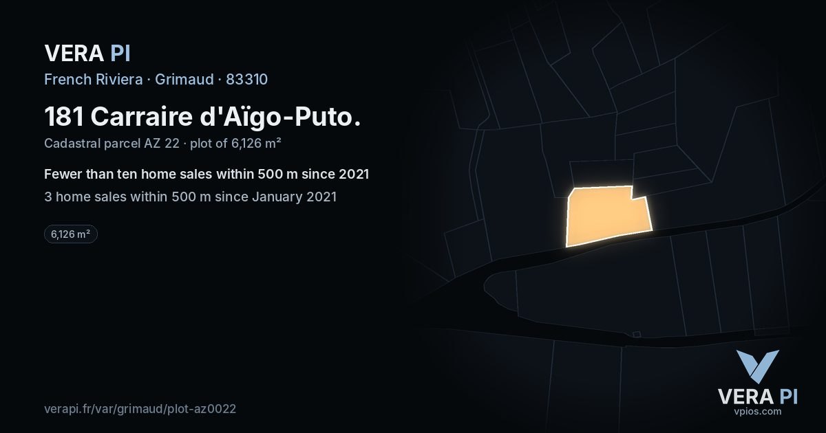 181 Carraire d'Aïgo-Puto, Grimaud at night – the plot lit, the parcels around coloured by the prices near them