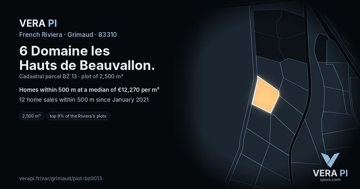 6 Domaine les Hauts de Beauvallon, Grimaud at night – the plot lit, the parcels around coloured by the prices near them