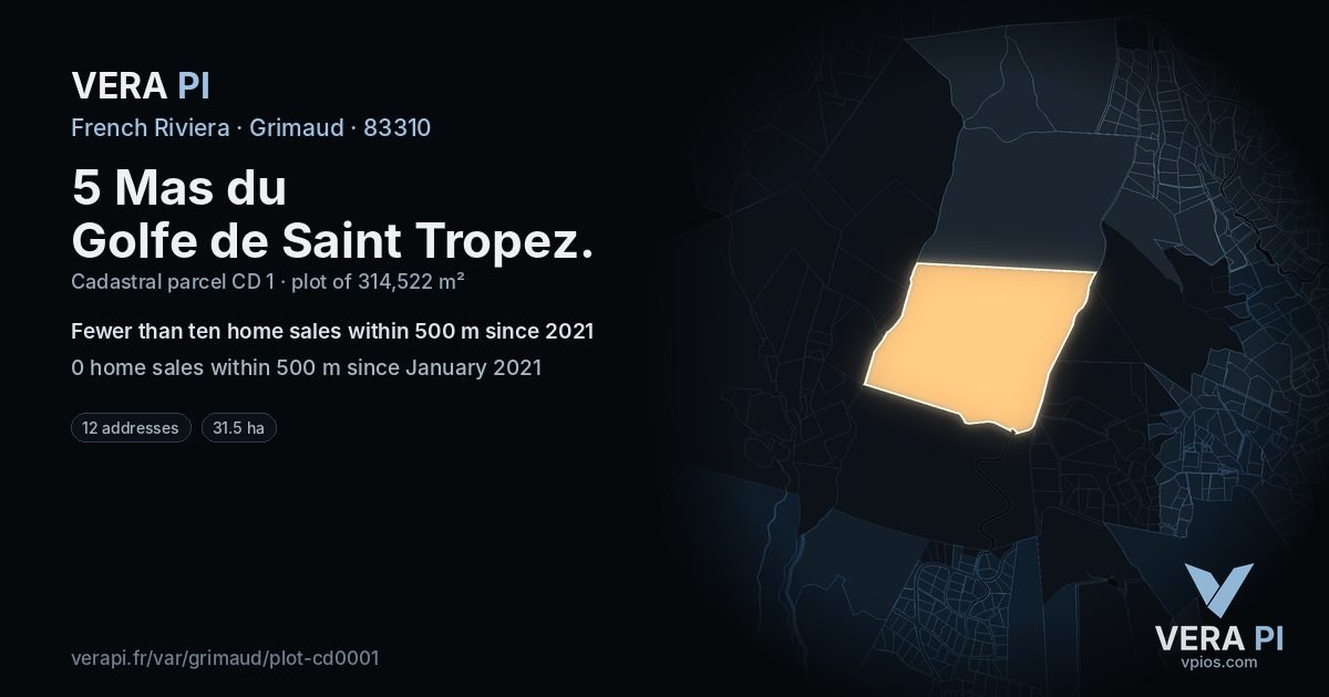 5 Mas du Golfe de Saint Tropez, Grimaud at night – the plot lit, the parcels around coloured by the prices near them