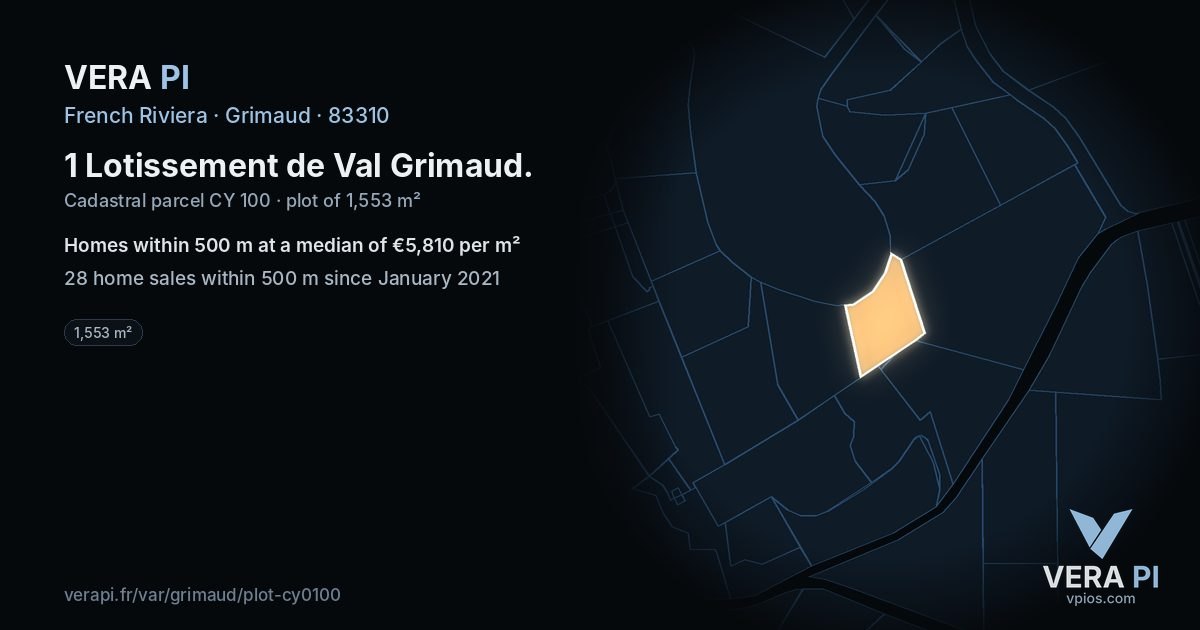 1 Lotissement de Val Grimaud, Grimaud at night – the plot lit, the parcels around coloured by the prices near them