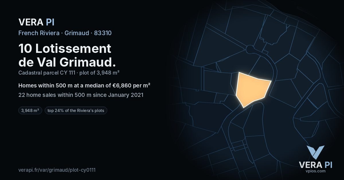 10 Lotissement de Val Grimaud, Grimaud at night – the plot lit, the parcels around coloured by the prices near them