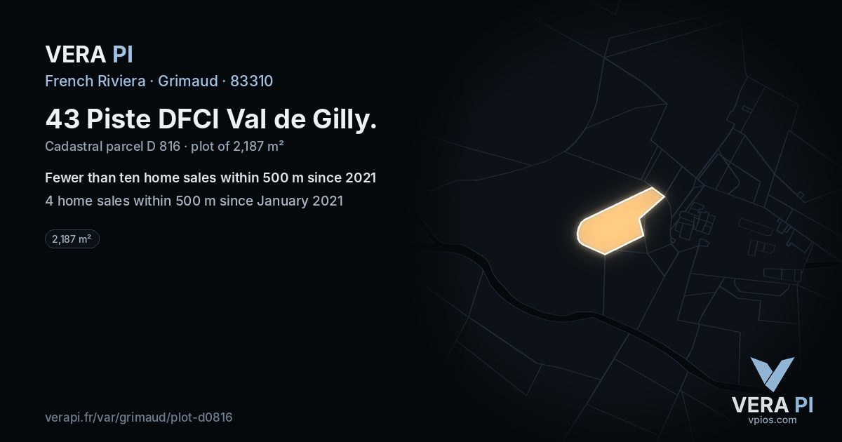 43 Piste DFCI Val de Gilly, Grimaud at night – the plot lit, the parcels around coloured by the prices near them