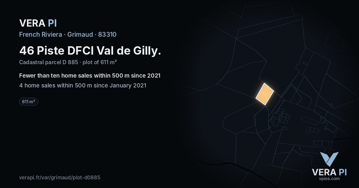 46 Piste DFCI Val de Gilly, Grimaud at night – the plot lit, the parcels around coloured by the prices near them