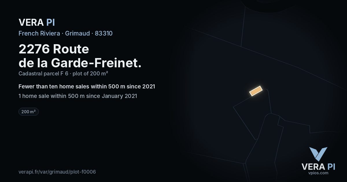 2276 Route de la Garde-Freinet, Grimaud at night – the plot lit, the parcels around coloured by the prices near them