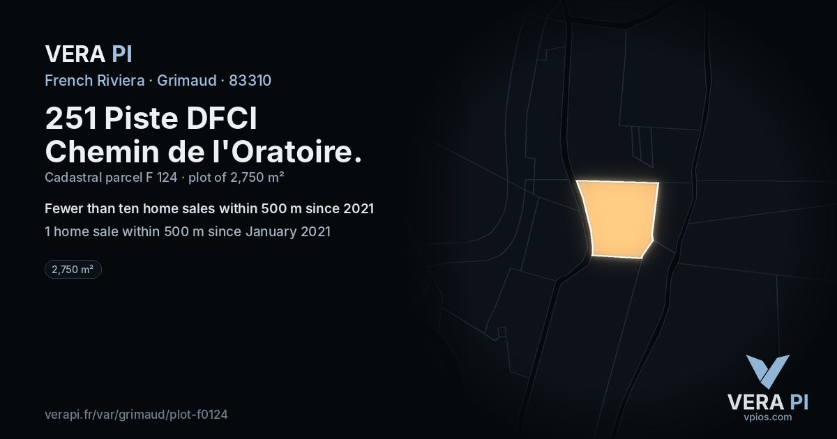 251 Piste DFCI Chemin de l'Oratoire, Grimaud at night – the plot lit, the parcels around coloured by the prices near them