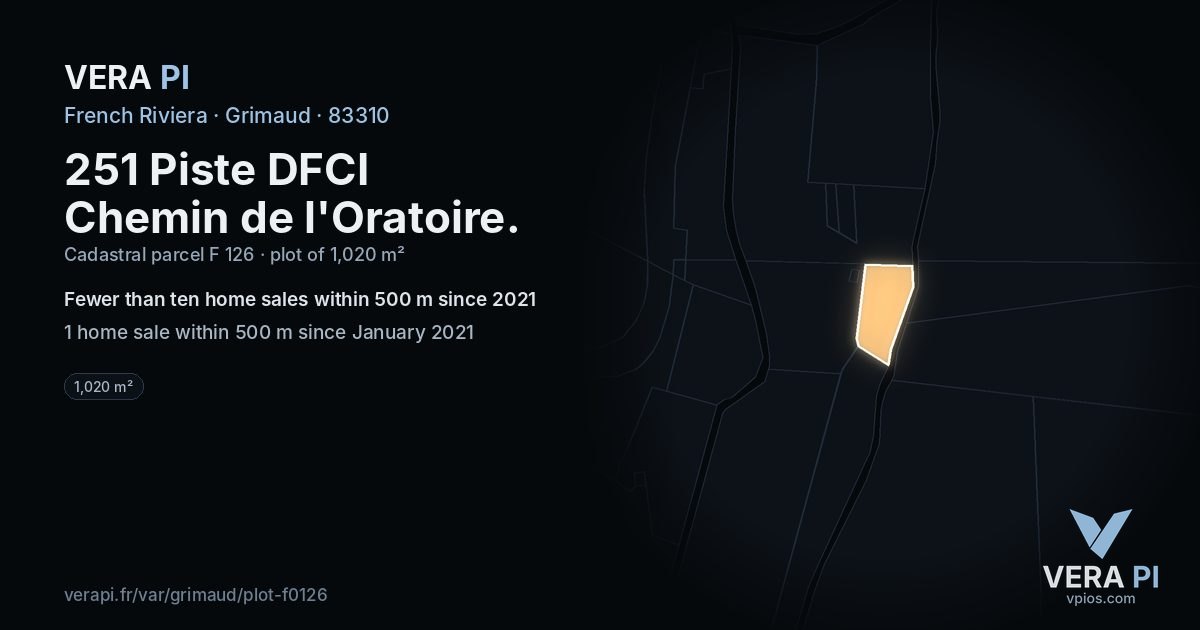 251 Piste DFCI Chemin de l'Oratoire, Grimaud at night – the plot lit, the parcels around coloured by the prices near them