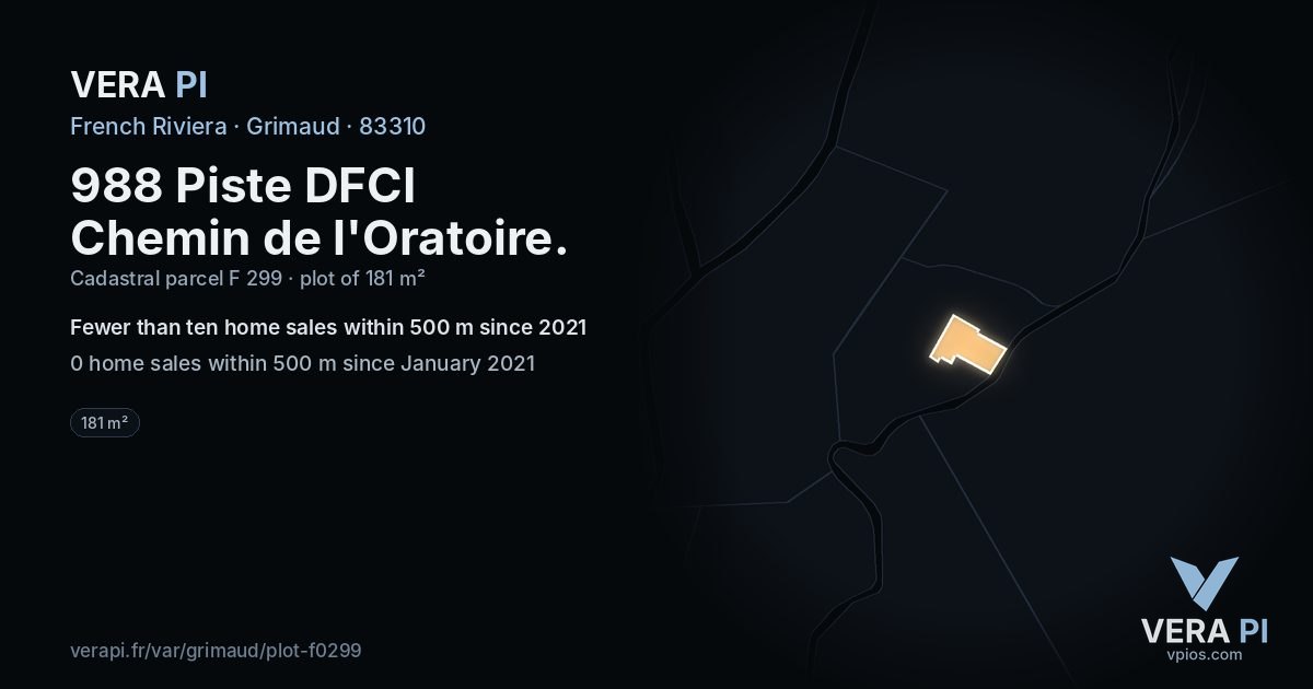 988 Piste DFCI Chemin de l'Oratoire, Grimaud at night – the plot lit, the parcels around coloured by the prices near them