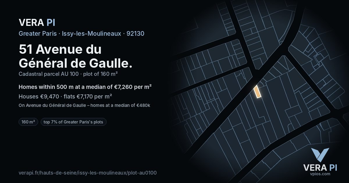 51 Avenue du Général de Gaulle, Issy-les-Moulineaux at night – the plot lit, the parcels around coloured by the prices near them