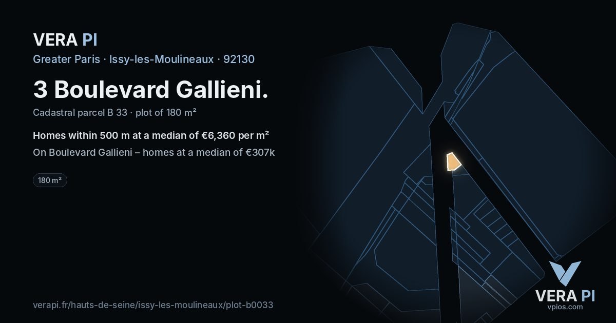 3 Boulevard Gallieni, Issy-les-Moulineaux at night – the plot lit, the parcels around coloured by the prices near them