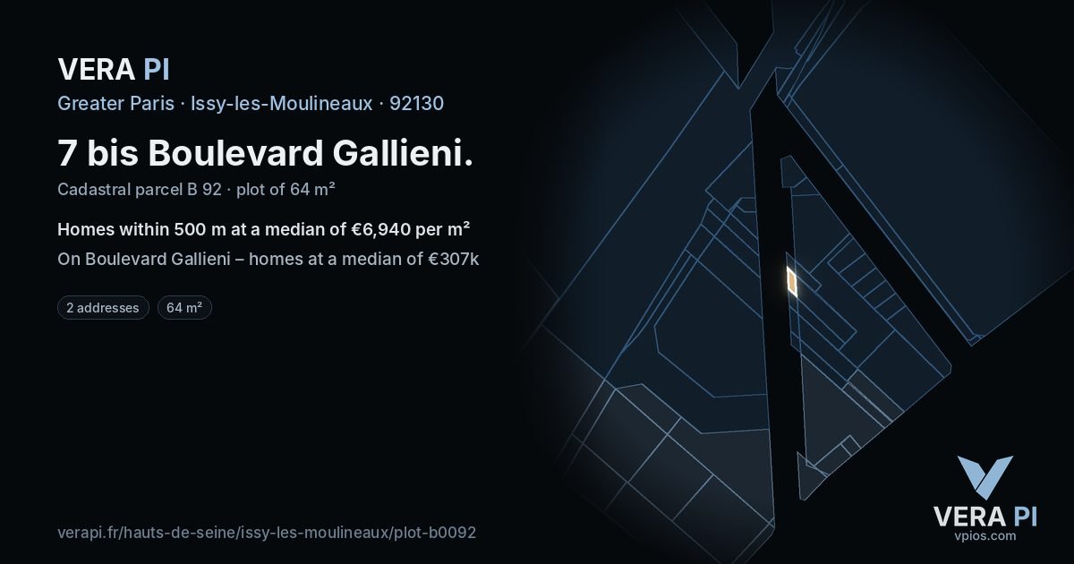 7 bis Boulevard Gallieni, Issy-les-Moulineaux at night – the plot lit, the parcels around coloured by the prices near them