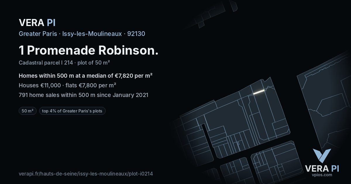 1 Promenade Robinson, Issy-les-Moulineaux at night – the plot lit, the parcels around coloured by the prices near them