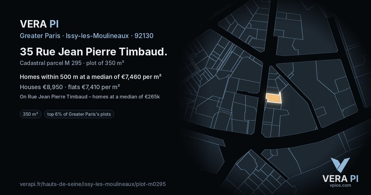 35 Rue Jean Pierre Timbaud, Issy-les-Moulineaux at night – the plot lit, the parcels around coloured by the prices near them