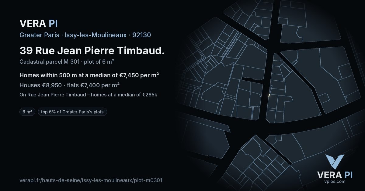39 Rue Jean Pierre Timbaud, Issy-les-Moulineaux at night – the plot lit, the parcels around coloured by the prices near them