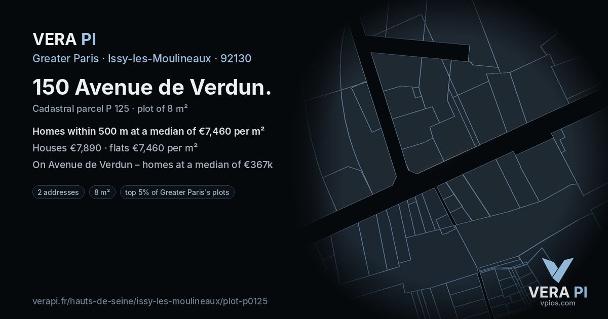 150 Avenue de Verdun, Issy-les-Moulineaux at night – the plot lit, the parcels around coloured by the prices near them
