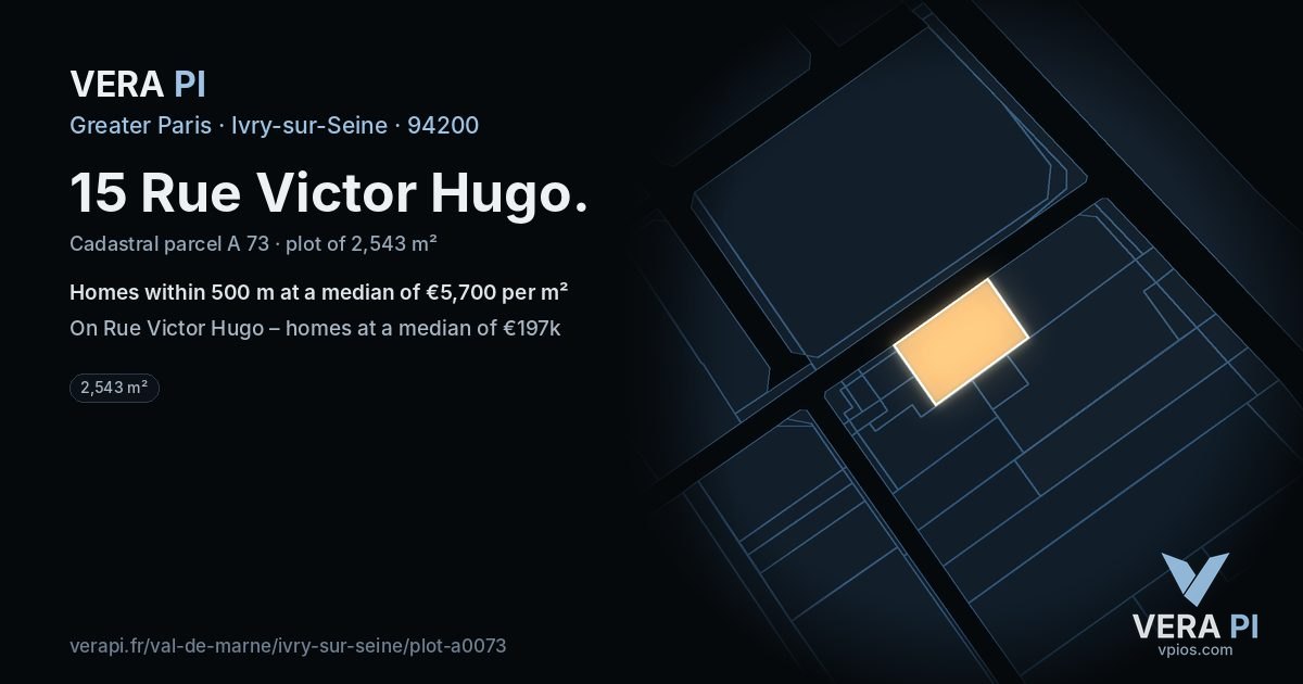 15 Rue Victor Hugo, Ivry-sur-Seine at night – the plot lit, the parcels around coloured by the prices near them