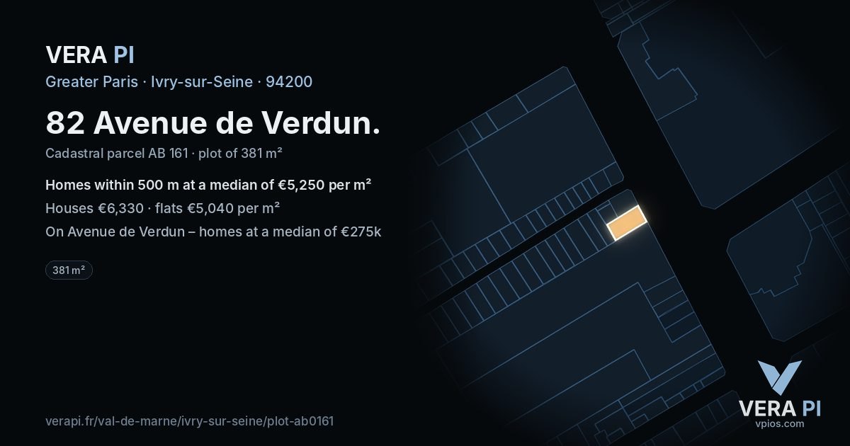82 Avenue de Verdun, Ivry-sur-Seine at night – the plot lit, the parcels around coloured by the prices near them