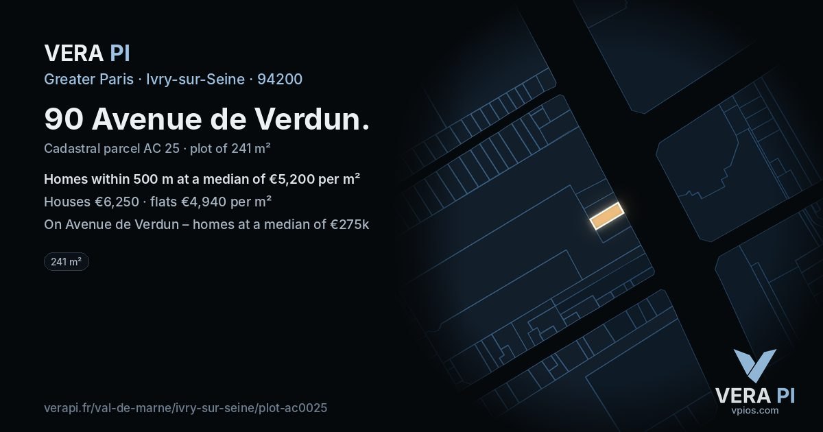 90 Avenue de Verdun, Ivry-sur-Seine at night – the plot lit, the parcels around coloured by the prices near them