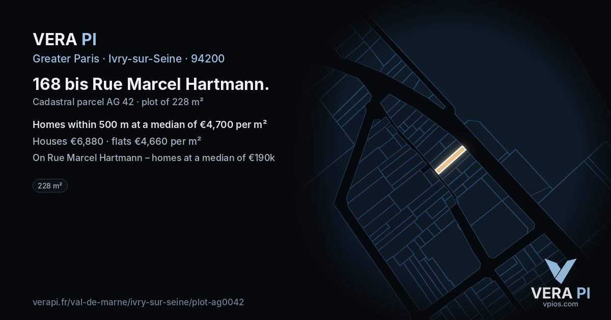 168 bis Rue Marcel Hartmann, Ivry-sur-Seine at night – the plot lit, the parcels around coloured by the prices near them