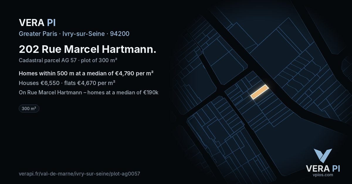 202 Rue Marcel Hartmann, Ivry-sur-Seine at night – the plot lit, the parcels around coloured by the prices near them