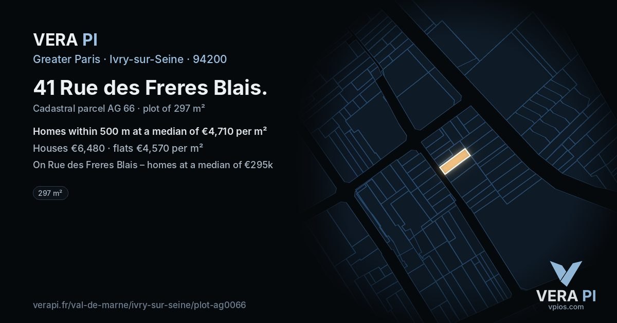 41 Rue des Freres Blais, Ivry-sur-Seine at night – the plot lit, the parcels around coloured by the prices near them