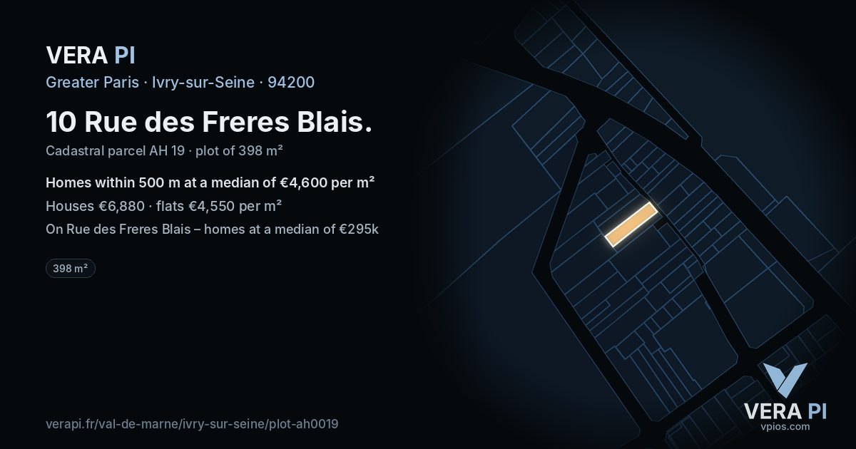10 Rue des Freres Blais, Ivry-sur-Seine at night – the plot lit, the parcels around coloured by the prices near them