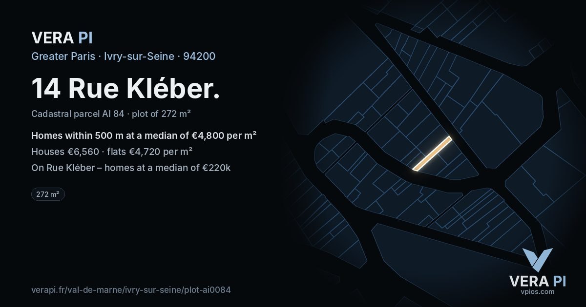 14 Rue Kléber, Ivry-sur-Seine at night – the plot lit, the parcels around coloured by the prices near them