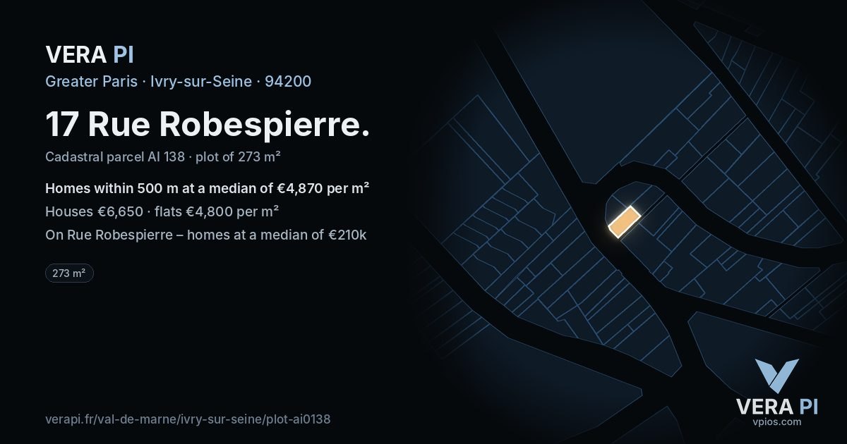 17 Rue Robespierre, Ivry-sur-Seine at night – the plot lit, the parcels around coloured by the prices near them