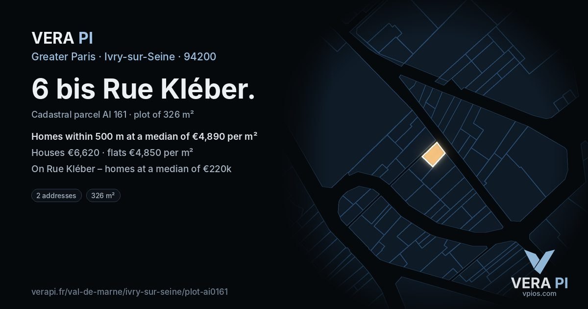 6 bis Rue Kléber, Ivry-sur-Seine at night – the plot lit, the parcels around coloured by the prices near them