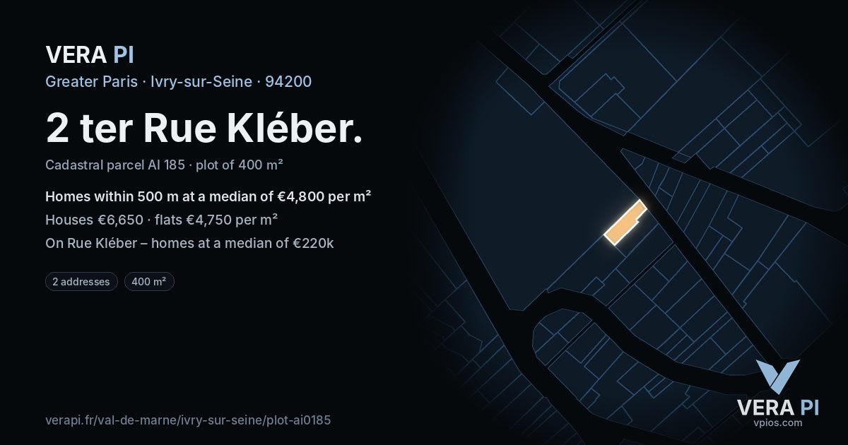 2 ter Rue Kléber, Ivry-sur-Seine at night – the plot lit, the parcels around coloured by the prices near them