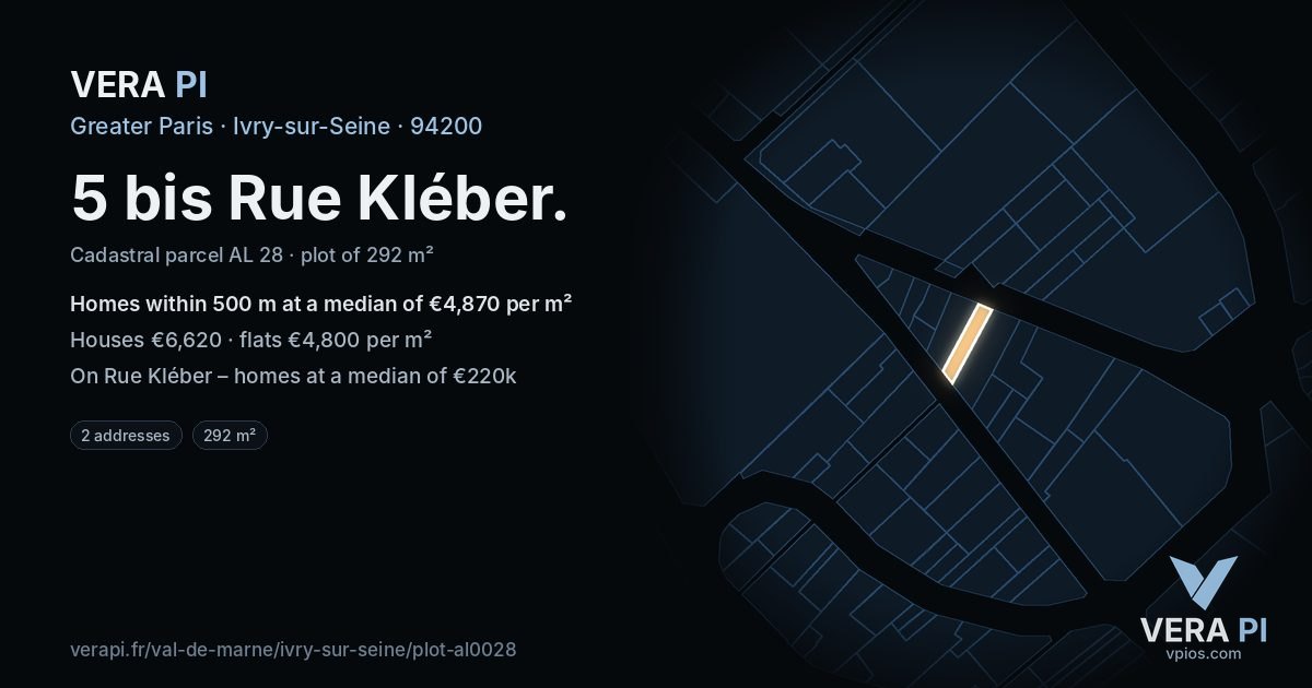5 bis Rue Kléber, Ivry-sur-Seine at night – the plot lit, the parcels around coloured by the prices near them