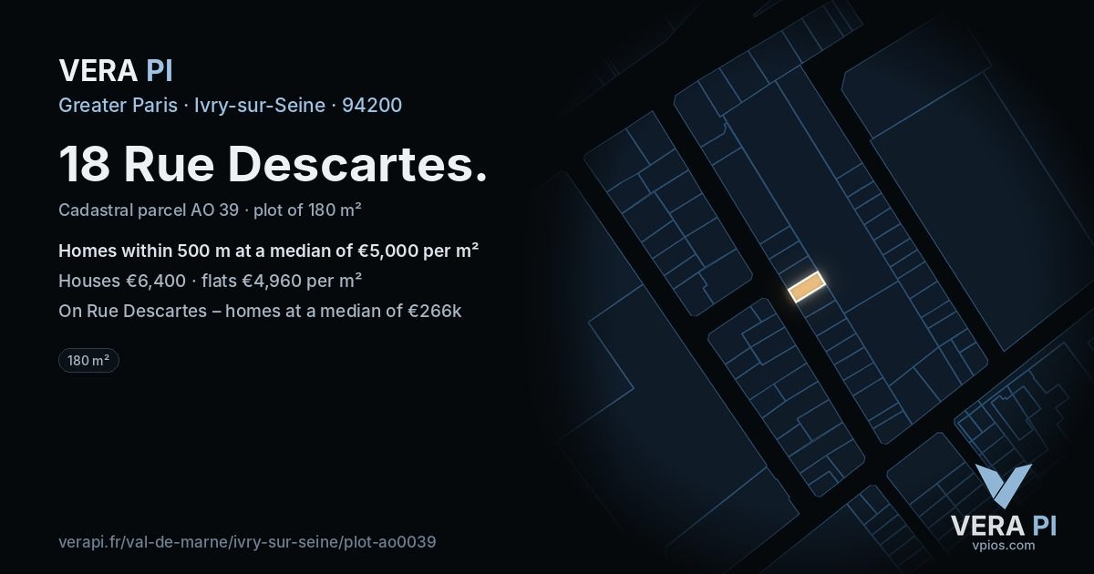 18 Rue Descartes, Ivry-sur-Seine at night – the plot lit, the parcels around coloured by the prices near them