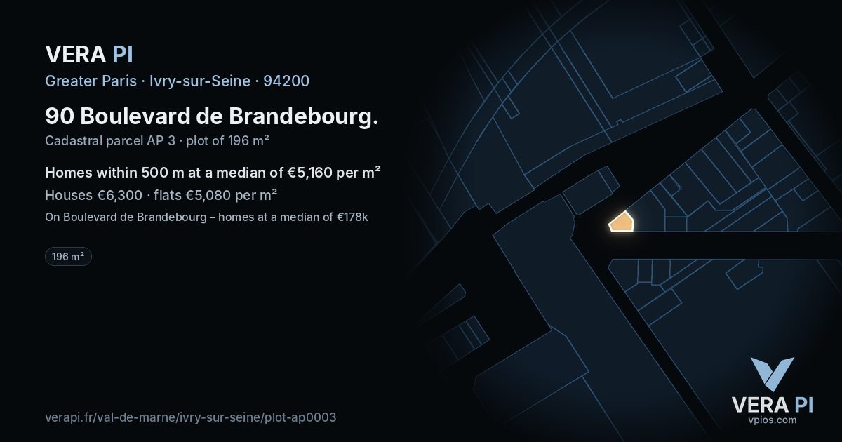 90 Boulevard de Brandebourg, Ivry-sur-Seine at night – the plot lit, the parcels around coloured by the prices near them