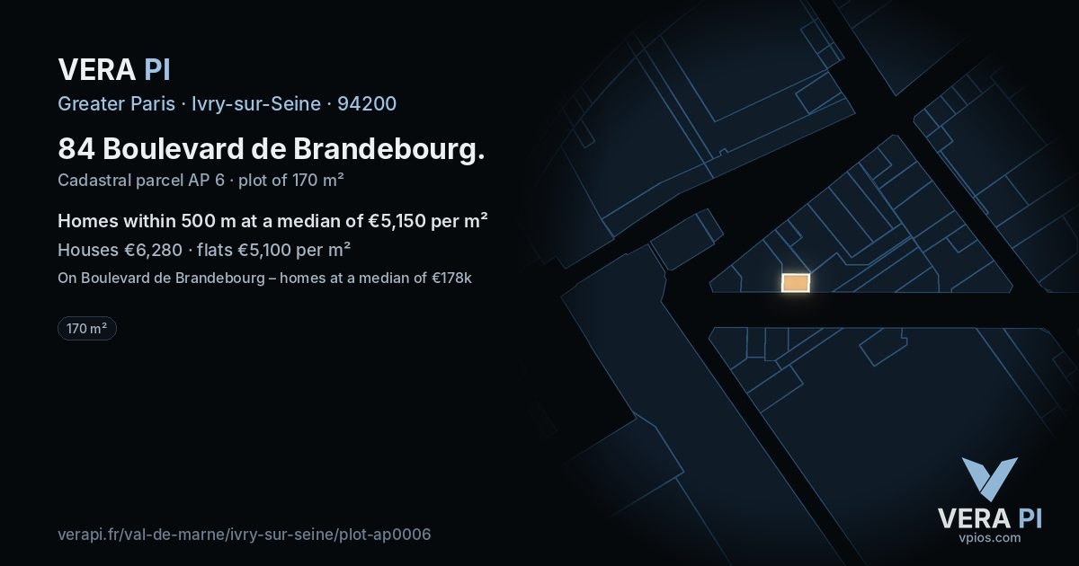 84 Boulevard de Brandebourg, Ivry-sur-Seine at night – the plot lit, the parcels around coloured by the prices near them