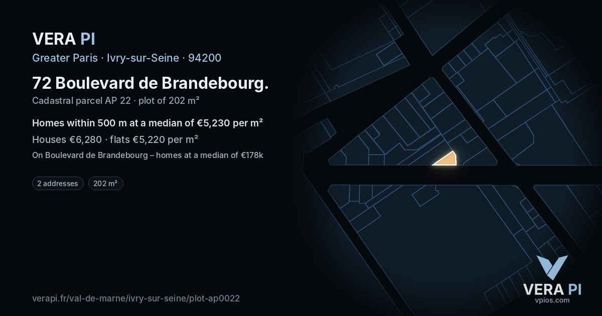 72 Boulevard de Brandebourg, Ivry-sur-Seine at night – the plot lit, the parcels around coloured by the prices near them