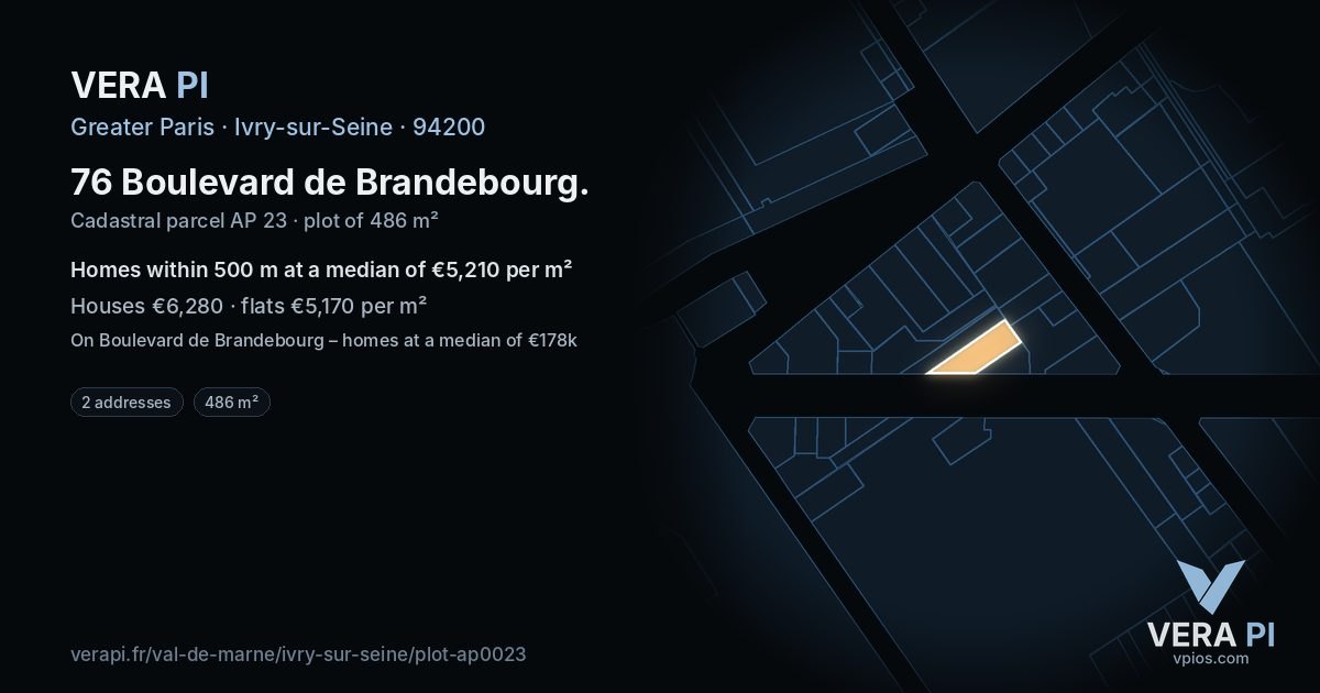 76 Boulevard de Brandebourg, Ivry-sur-Seine at night – the plot lit, the parcels around coloured by the prices near them