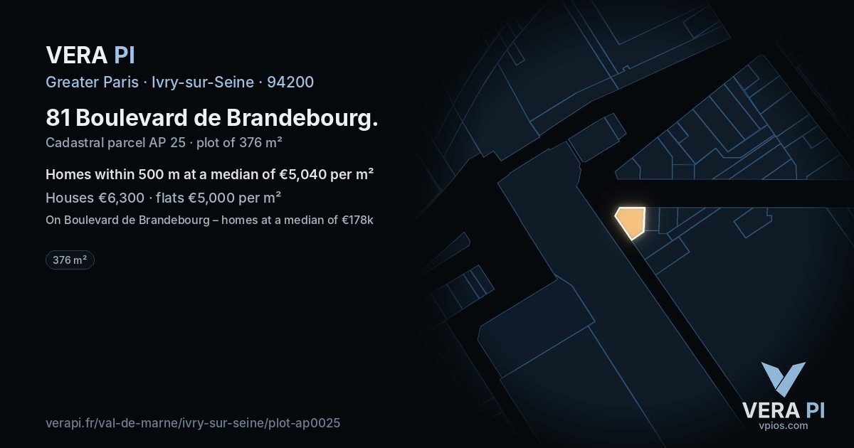 81 Boulevard de Brandebourg, Ivry-sur-Seine at night – the plot lit, the parcels around coloured by the prices near them