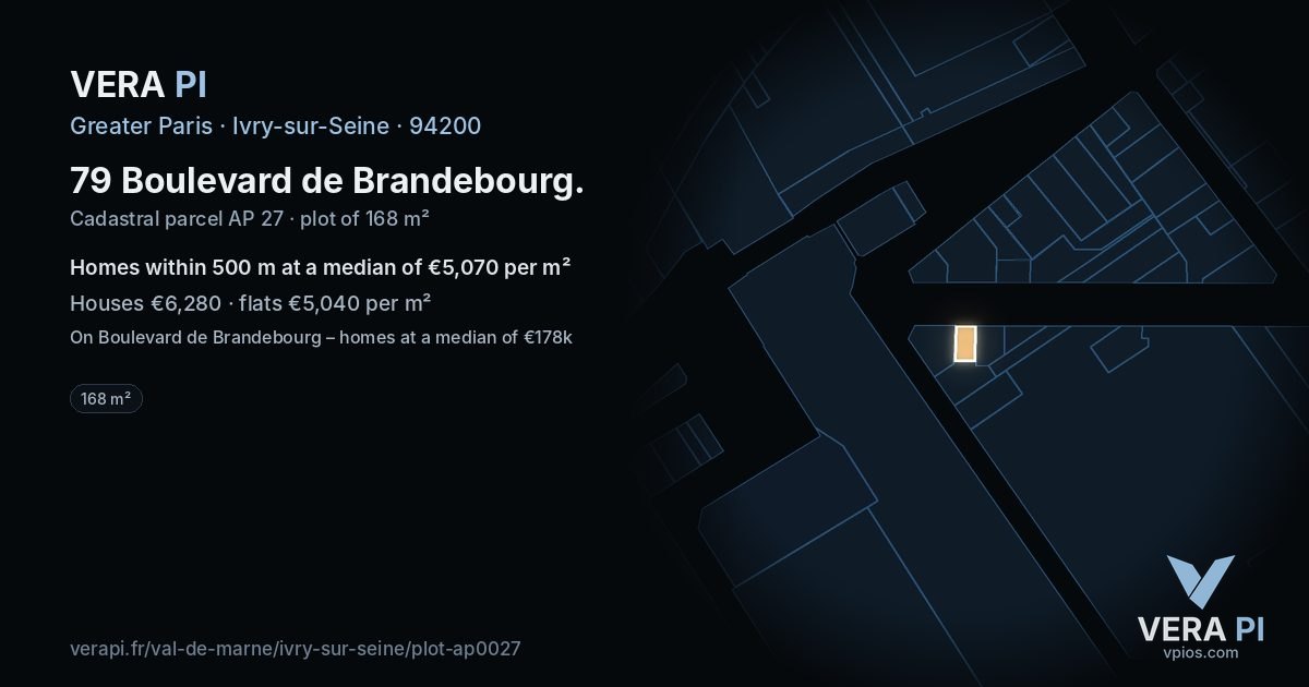 79 Boulevard de Brandebourg, Ivry-sur-Seine at night – the plot lit, the parcels around coloured by the prices near them