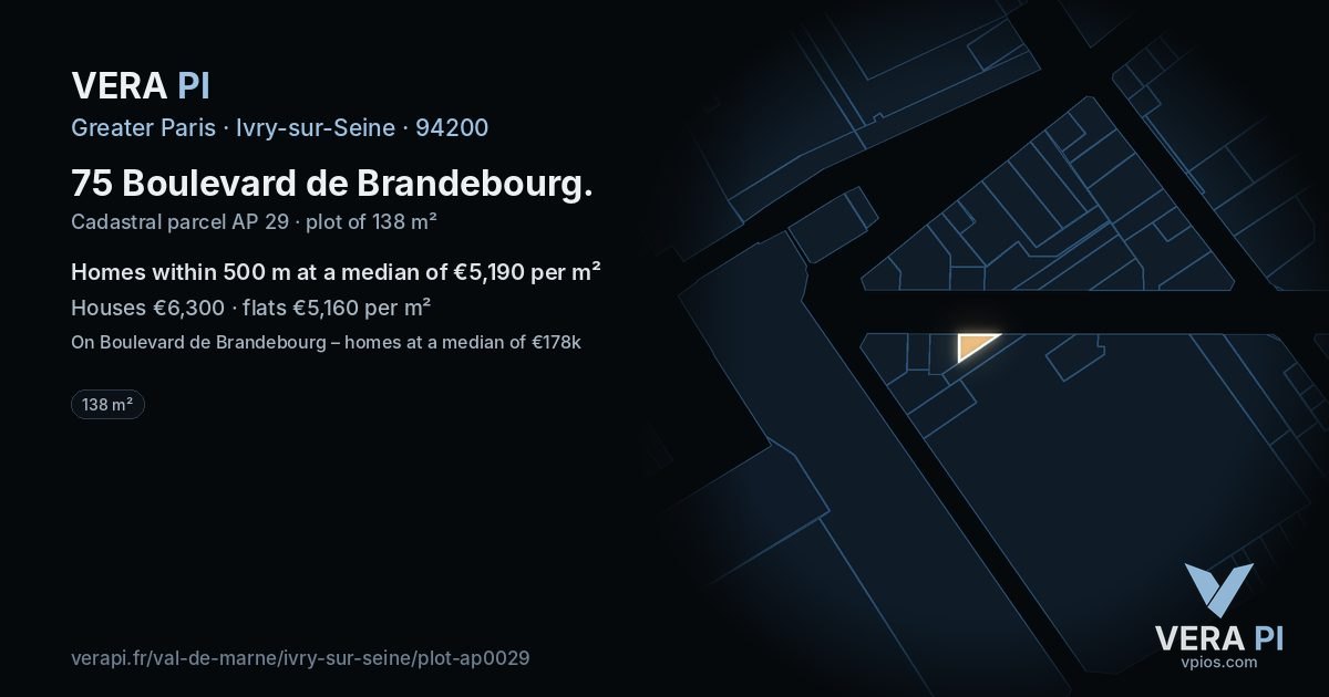 75 Boulevard de Brandebourg, Ivry-sur-Seine at night – the plot lit, the parcels around coloured by the prices near them