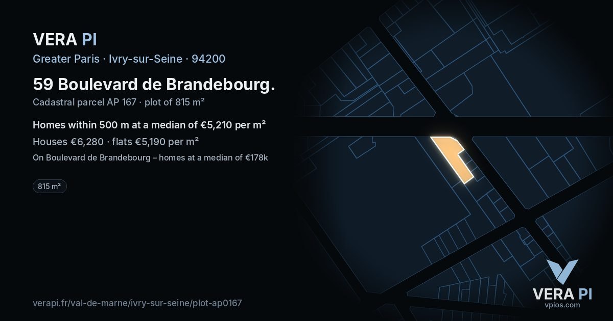 59 Boulevard de Brandebourg, Ivry-sur-Seine at night – the plot lit, the parcels around coloured by the prices near them